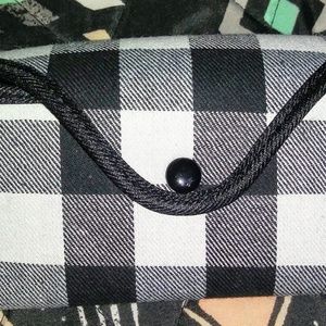 Black/ White Plaid Sunglass Case